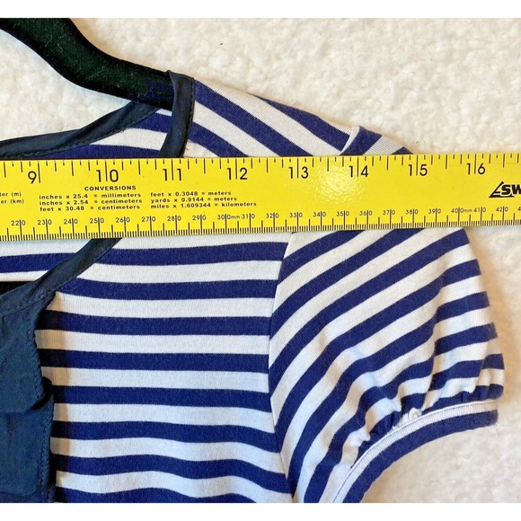 THEORY Striped Blue White Cotton Blend T-shirt Dress with Silk Trim Size‎ S - Picture 6 of 9